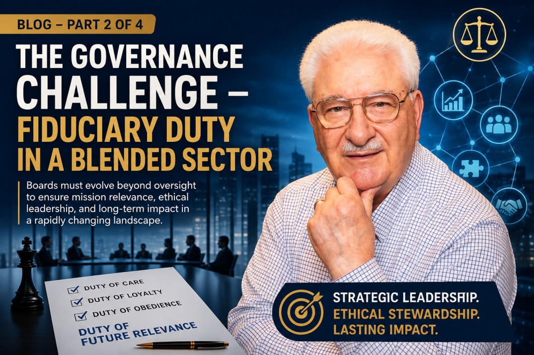 Nonprofit governance and fiduciary duty in a blended sector with board leadership and strategic oversight.